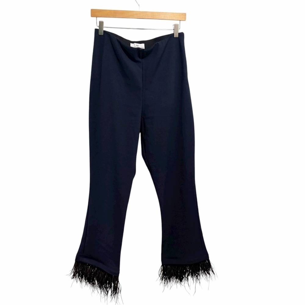 Never a Wallflower Ostrich Feather Hem Pants size Large